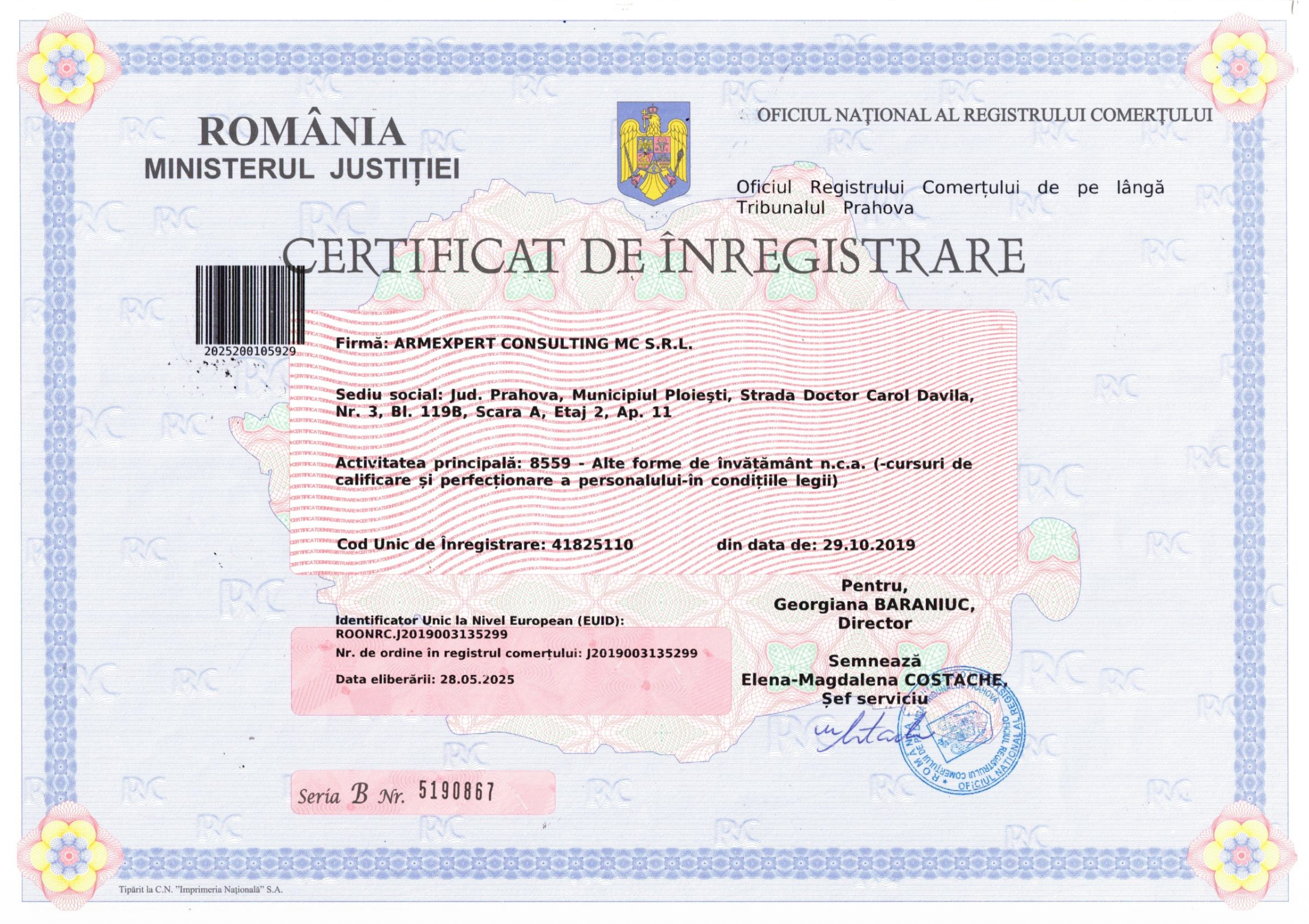 Certificat ArmExpert